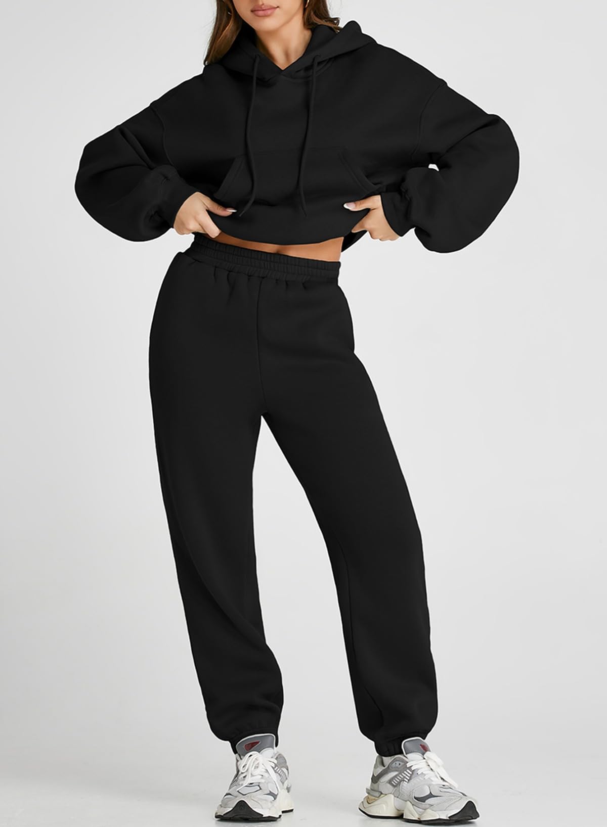 Cropped Hoodies and Sweatpants Set