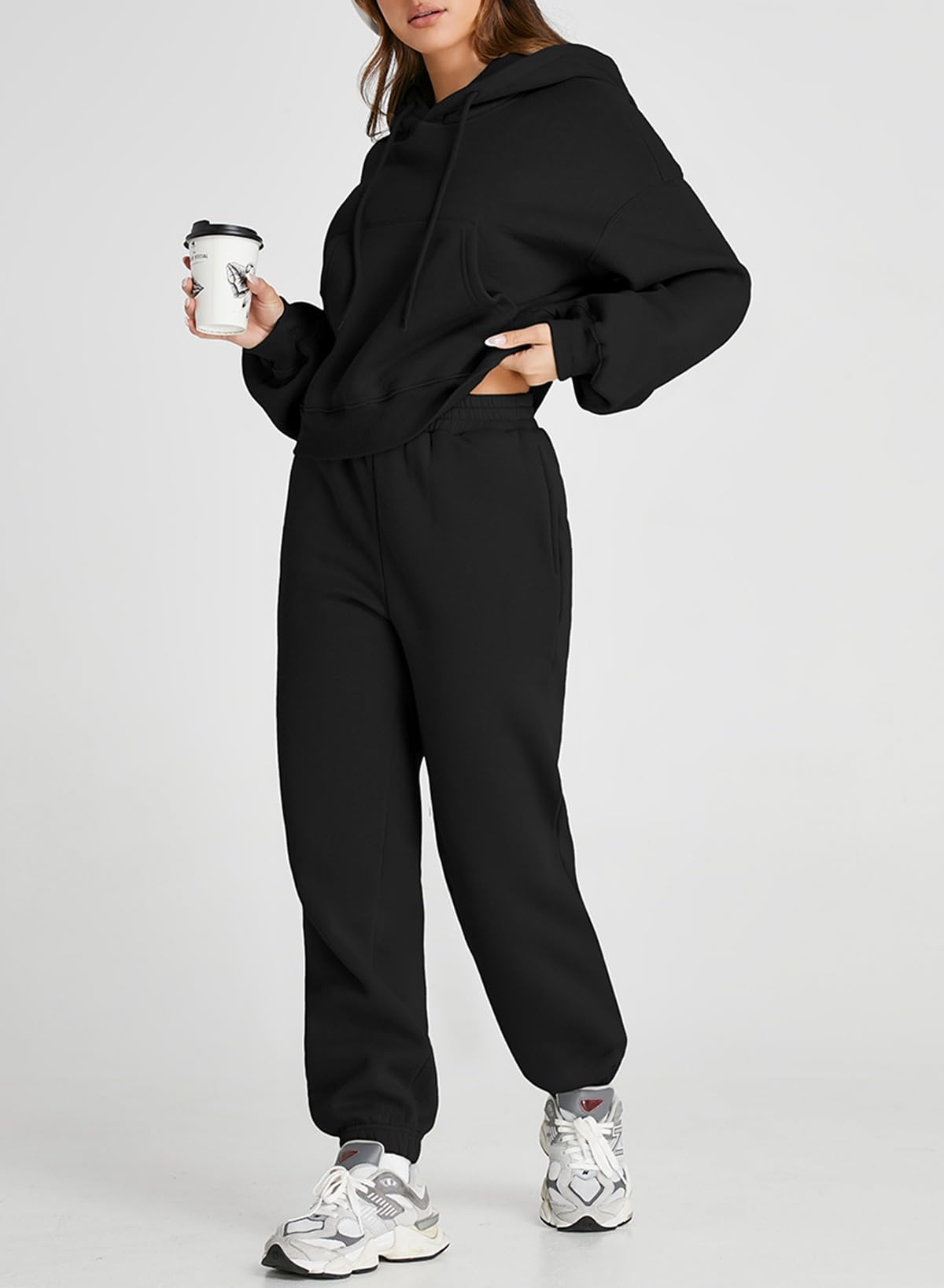 Cropped Hoodies and Sweatpants Set