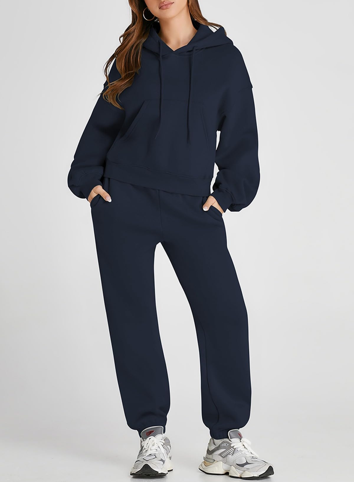 Cropped Hoodies and Sweatpants Set
