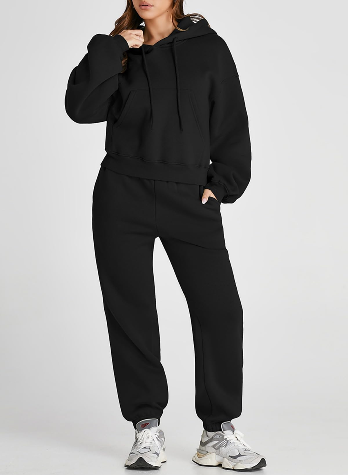 Cropped Hoodies and Sweatpants Set