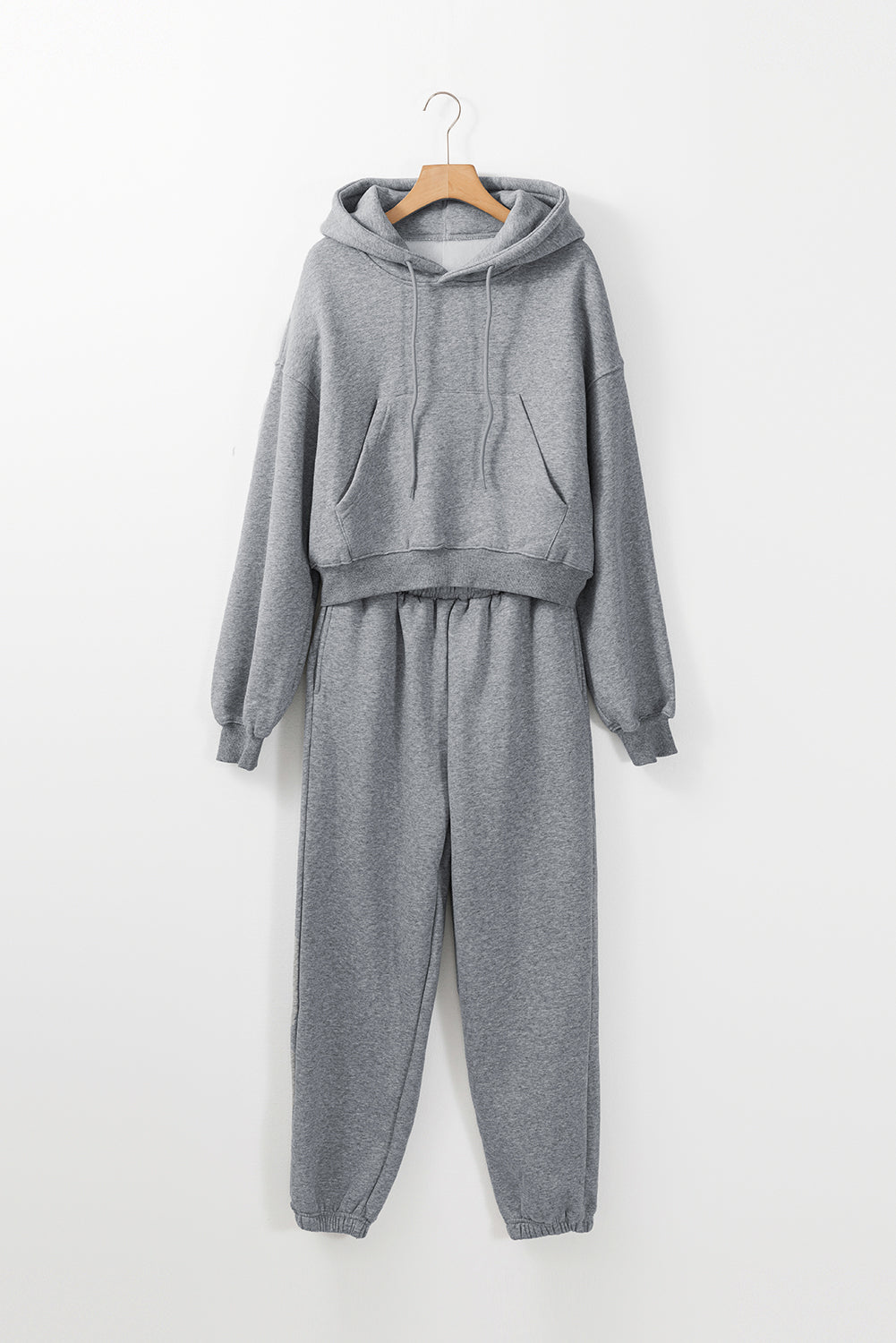 Gray Cropped Hoodie and Joggers Set