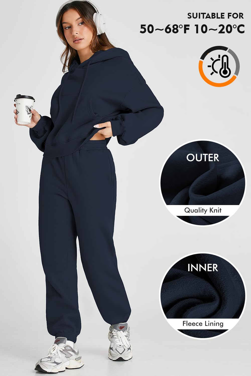 Cropped Hoodies and Sweatpants Set