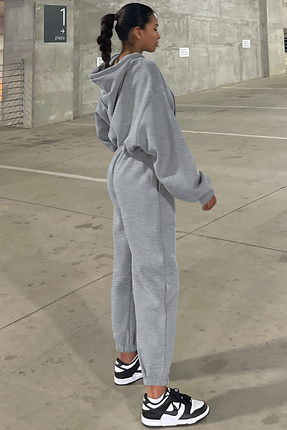 Gray Cropped Hoodie and Joggers Set