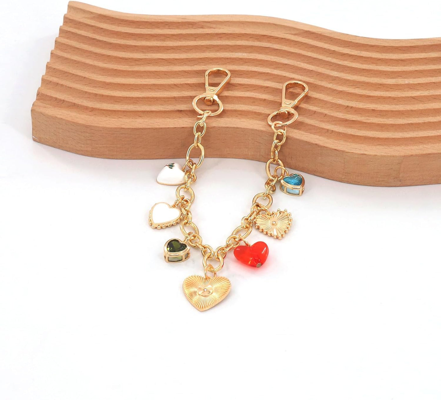 Gold Heart Bag Charms Chain