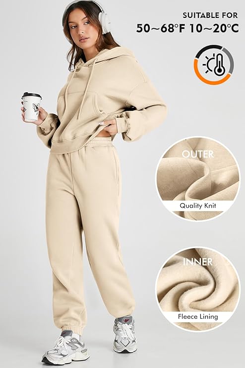 Cropped Hoodies and Sweatpants Set