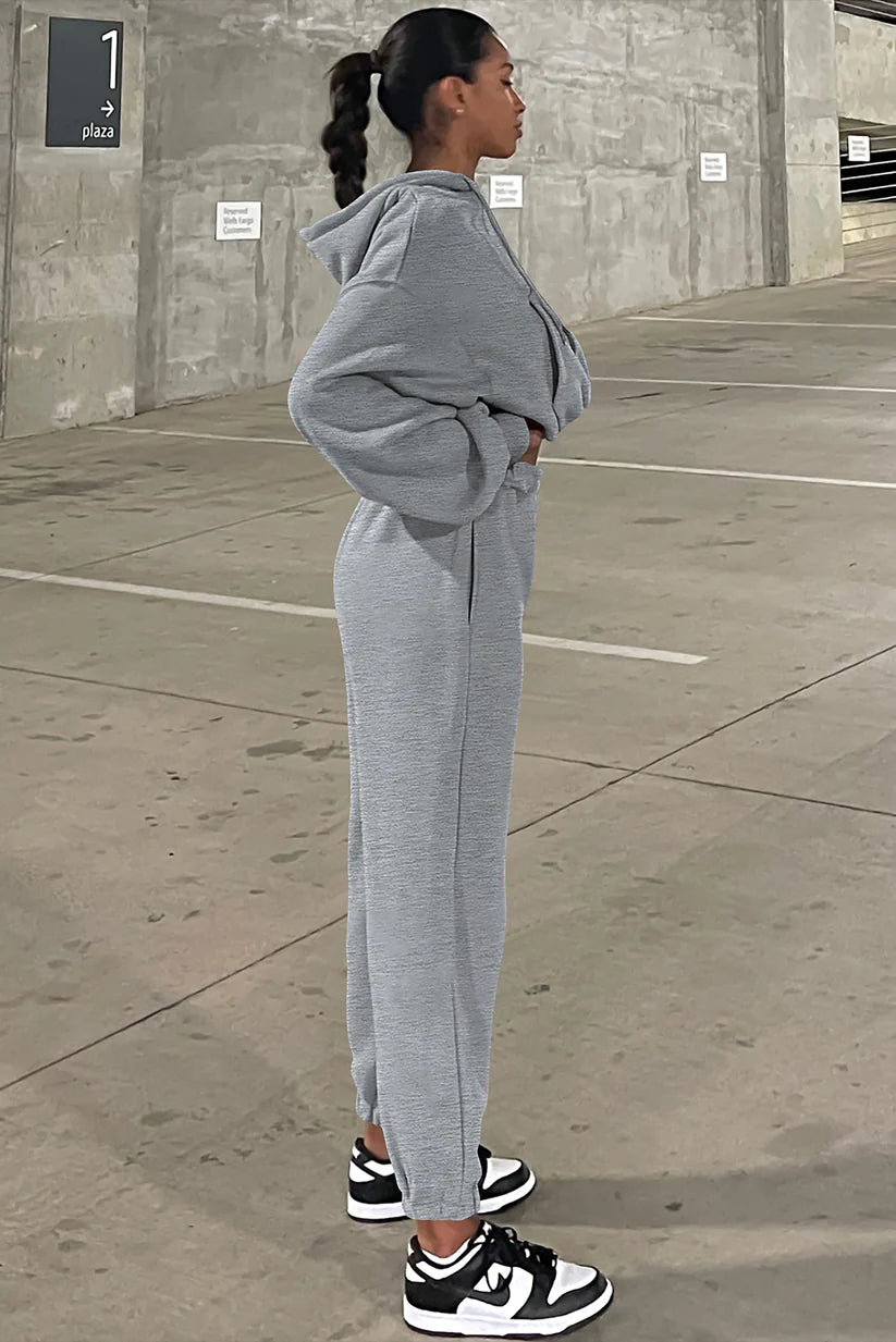Crop Hoodie and Sweatpants Set