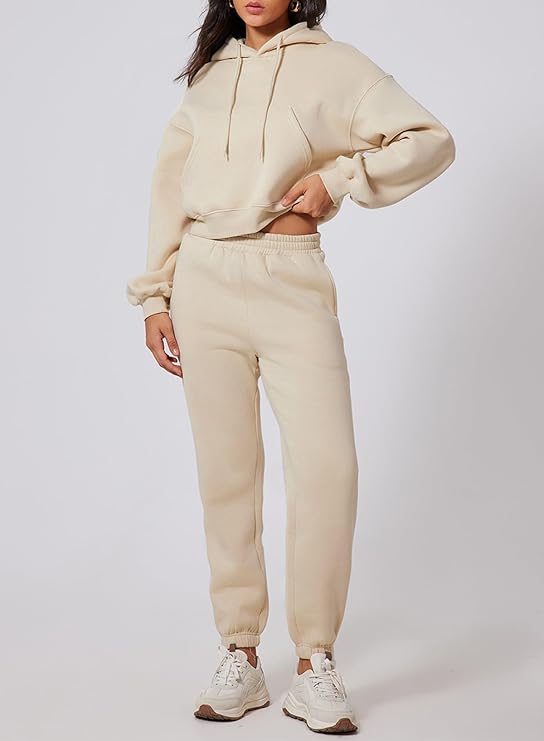 Cropped Hoodies and Sweatpants Set