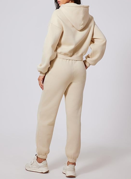Cropped Hoodies and Sweatpants Set