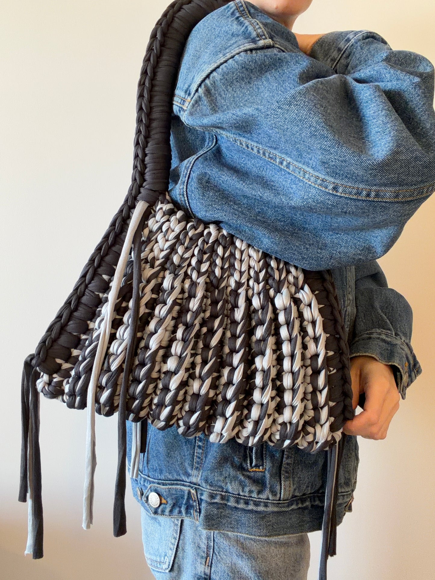 CLEO Shoulder Bag - Denim Blue Striped