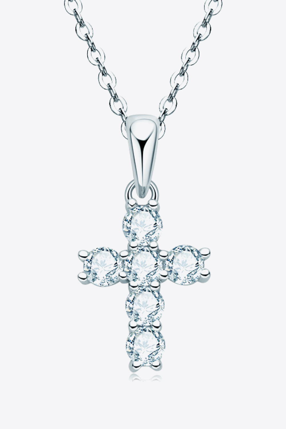 Sterling Silver Cross Moissanite Pendant Necklace