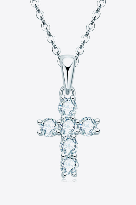 Sterling Silver Cross Moissanite Pendant Necklace