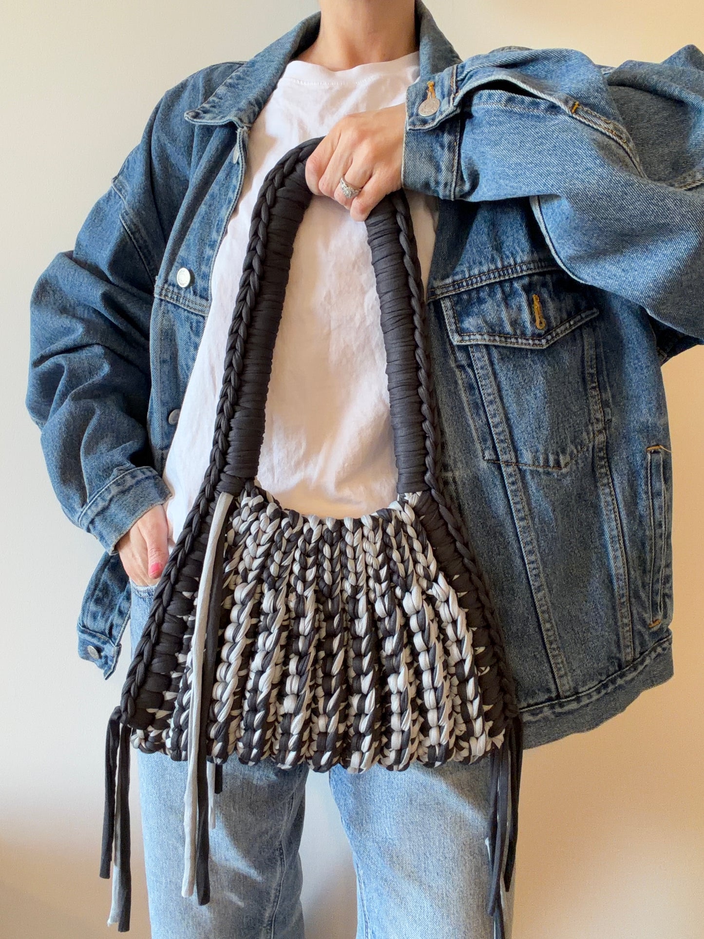 CLEO Shoulder Bag - Denim Blue Striped