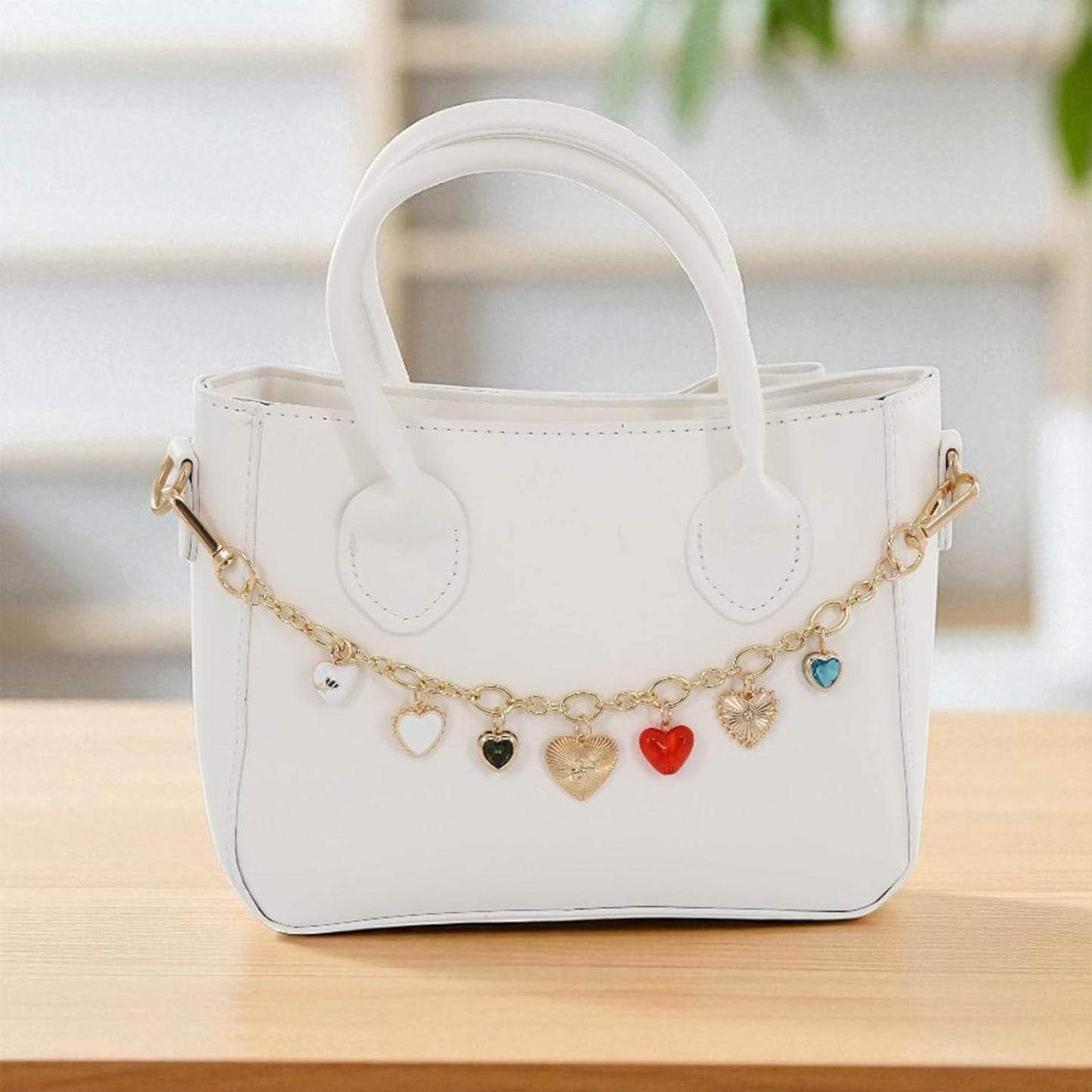 Gold Heart Bag Charms Chain