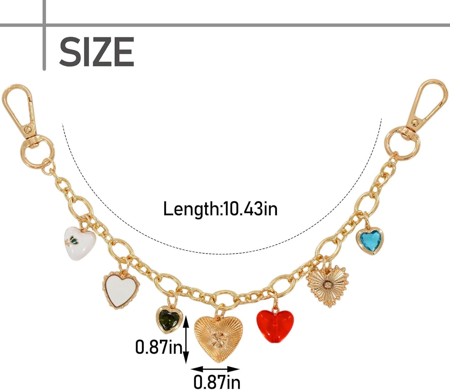 Gold Heart Bag Charms Chain