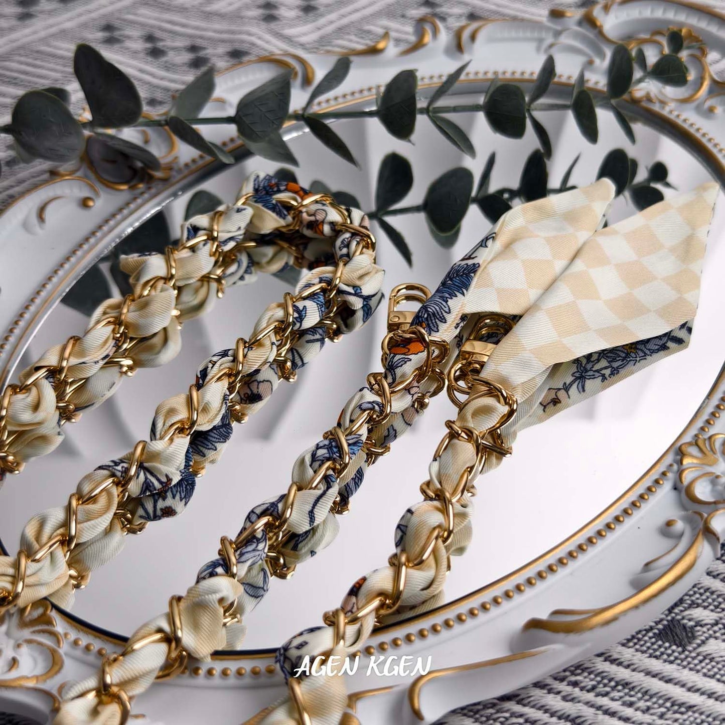 Purse Straps with Woven Silk Scarf