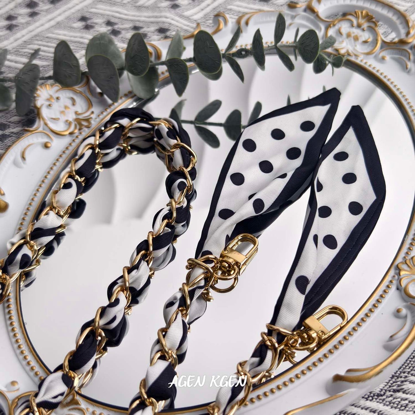 Purse Straps with Woven Silk Scarf