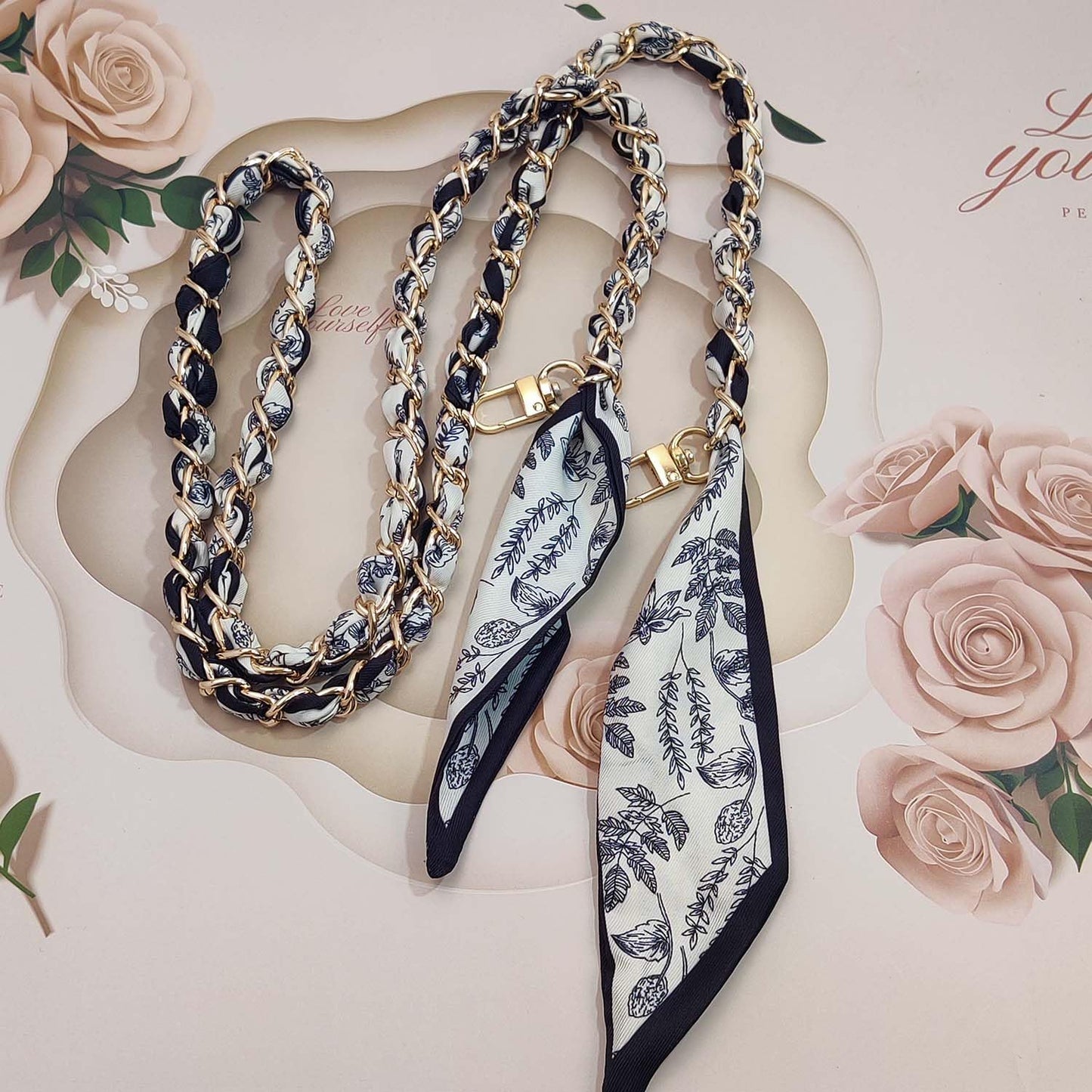 Purse Straps with Woven Silk Scarf