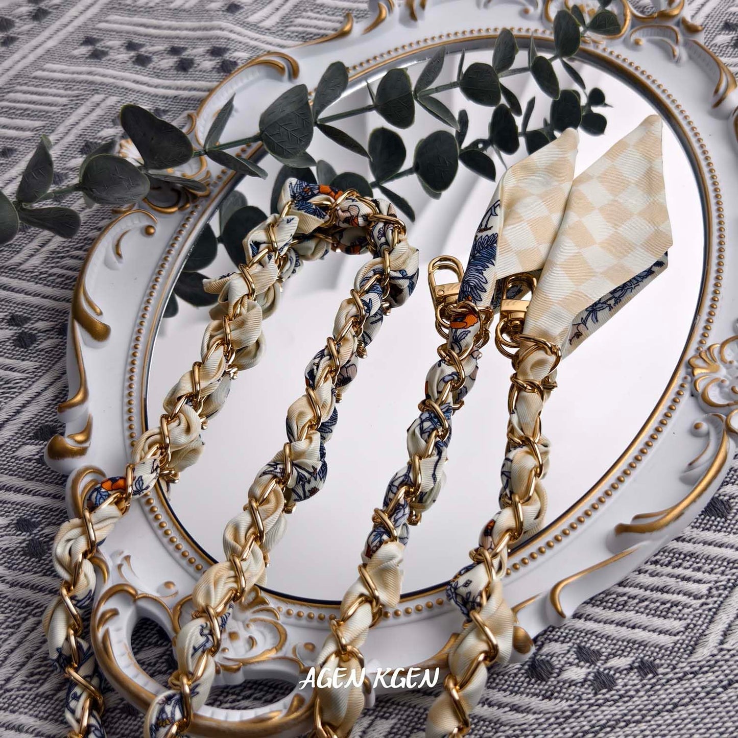 Purse Straps with Woven Silk Scarf