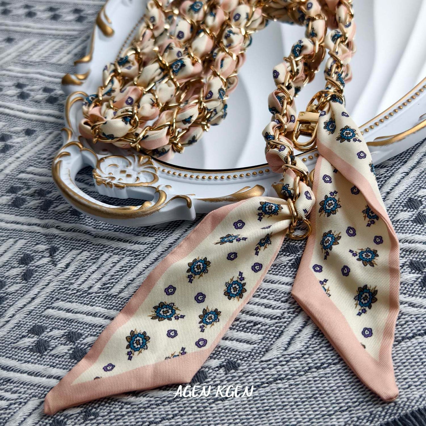 Purse Straps with Woven Silk Scarf