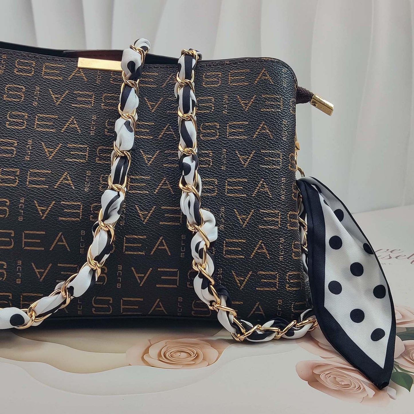 Purse Straps with Woven Silk Scarf