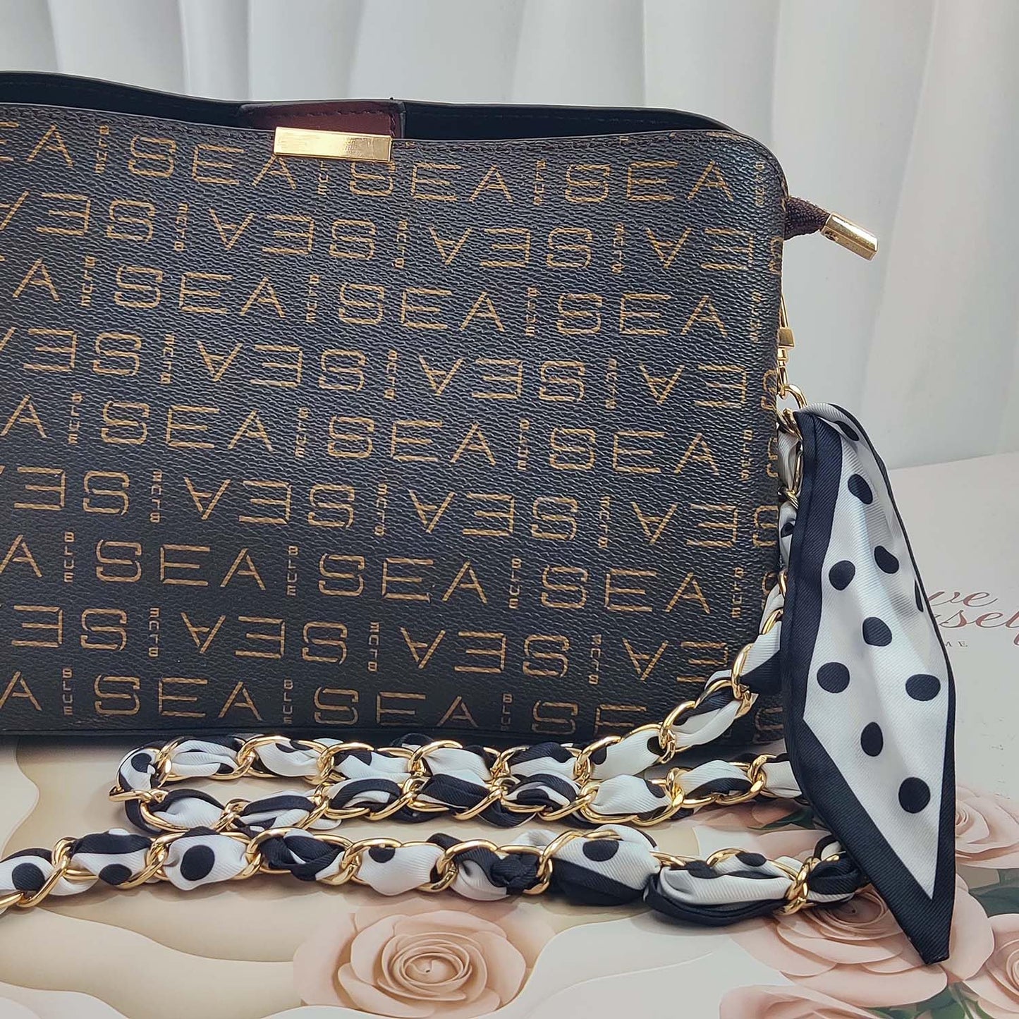 Purse Straps with Woven Silk Scarf