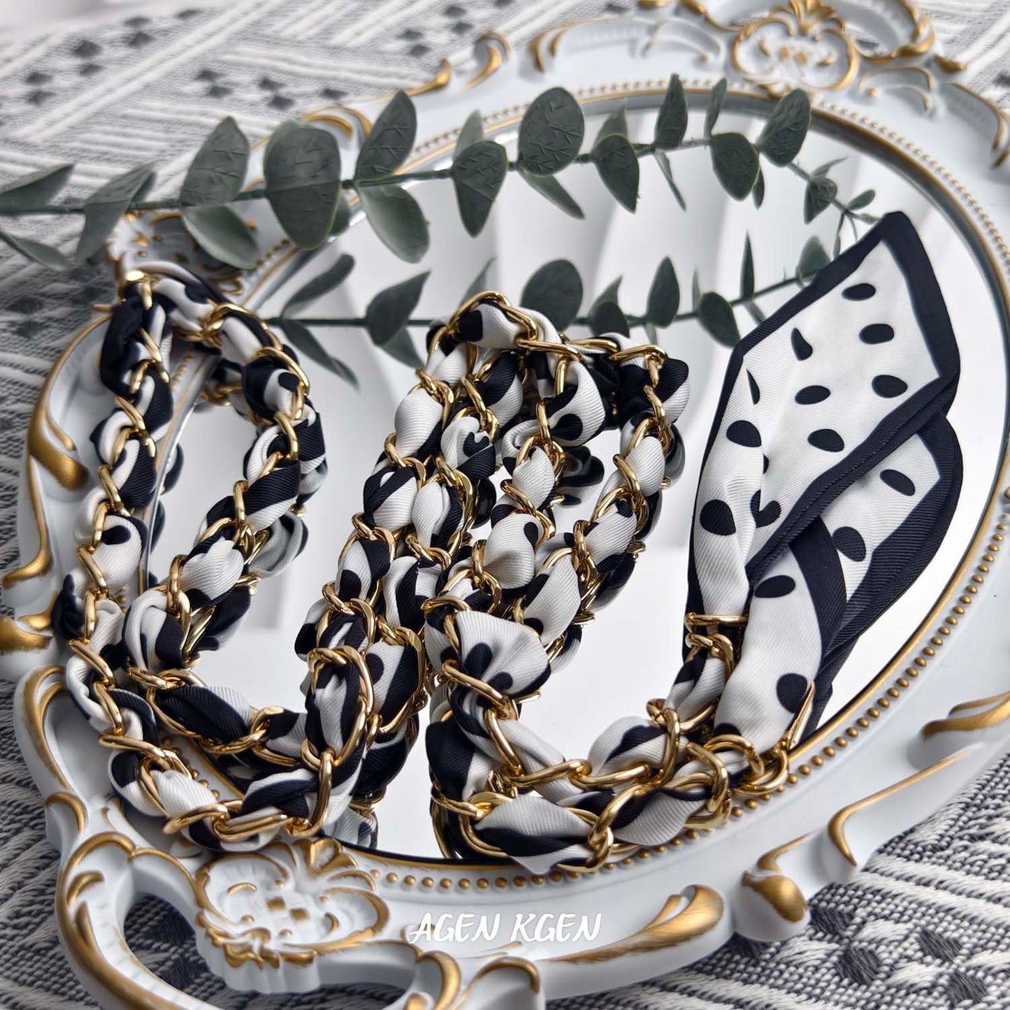 Purse Straps with Woven Silk Scarf