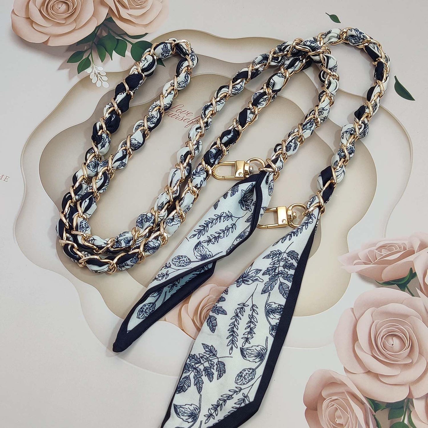 Purse Straps with Woven Silk Scarf