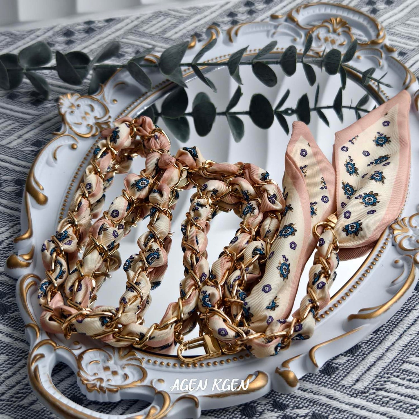 Purse Straps with Woven Silk Scarf