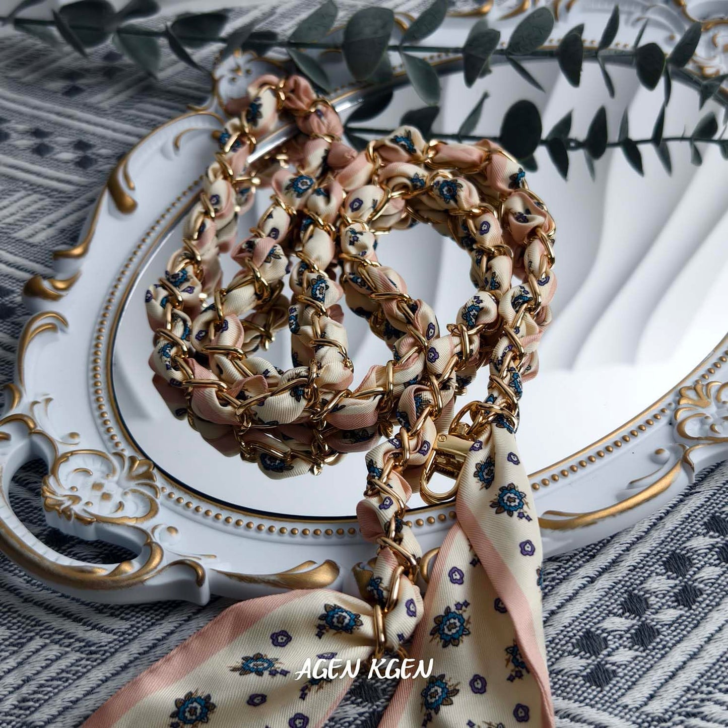 Purse Straps with Woven Silk Scarf