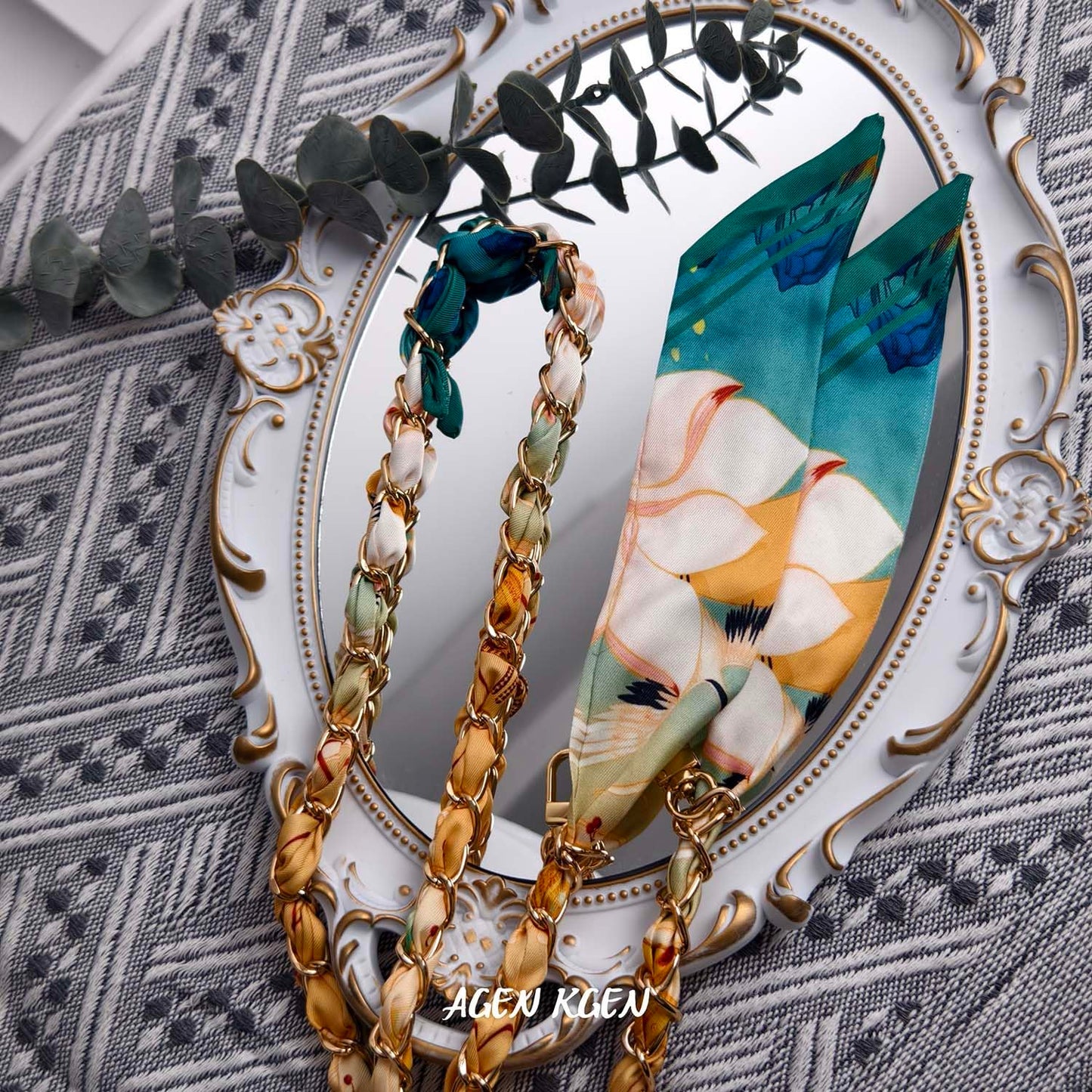 Purse Straps with Woven Silk Scarf