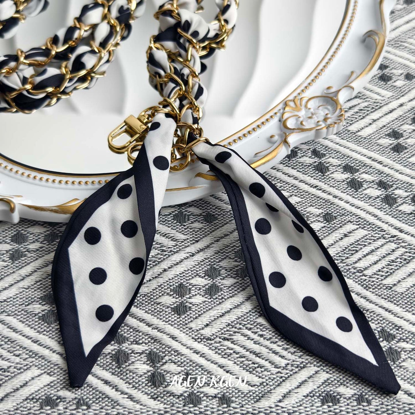 Purse Straps with Woven Silk Scarf