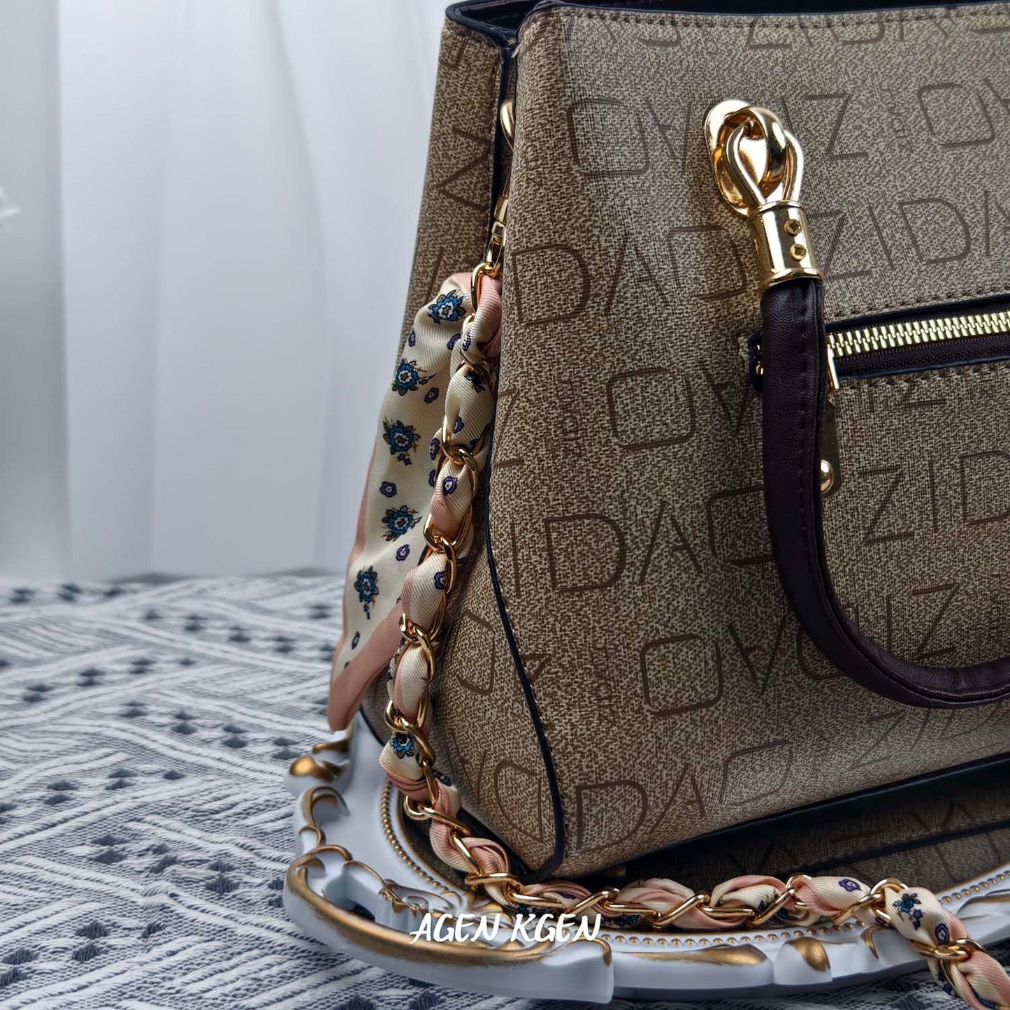 Purse Straps with Woven Silk Scarf