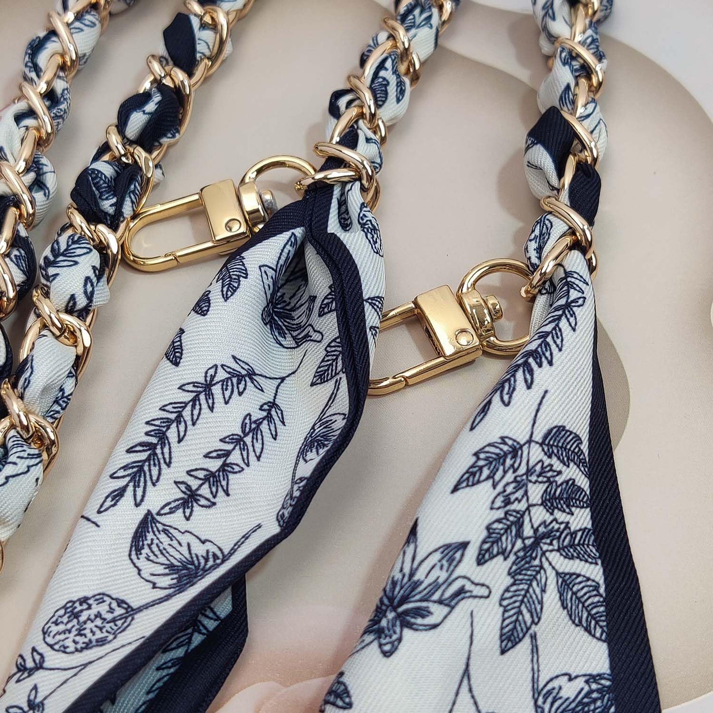 Purse Straps with Woven Silk Scarf