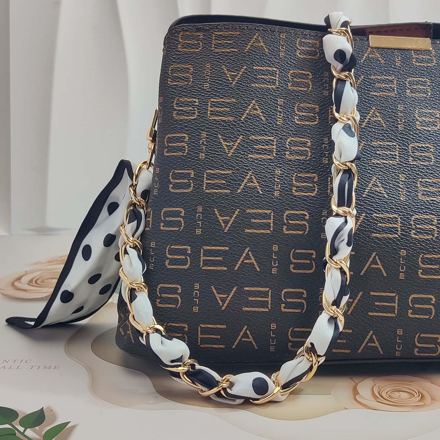 Purse Straps with Woven Silk Scarf