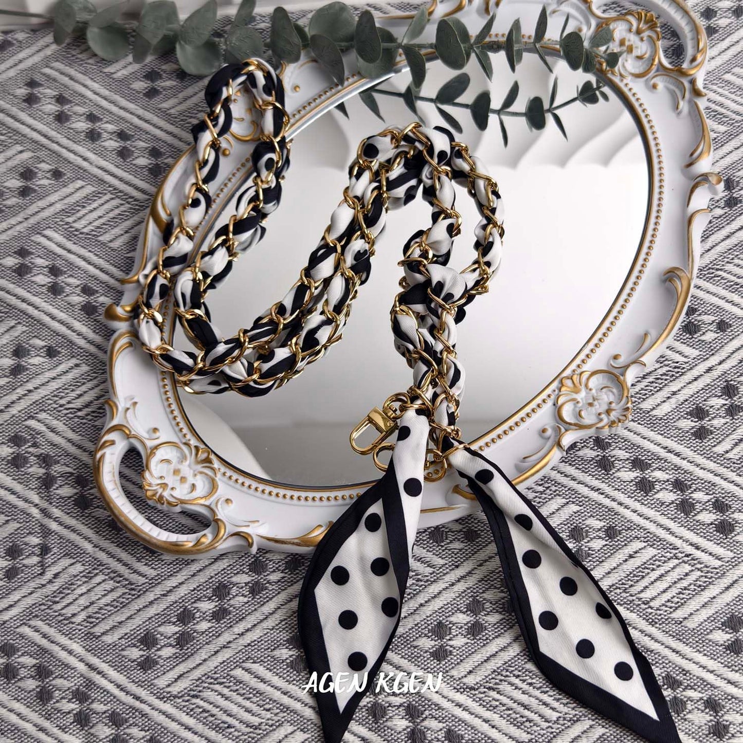 Purse Straps with Woven Silk Scarf