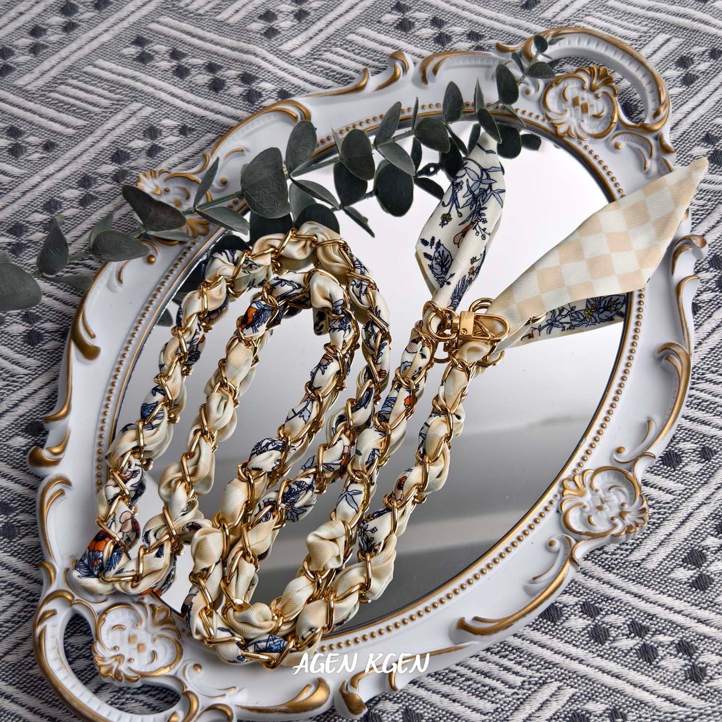 Purse Straps with Woven Silk Scarf