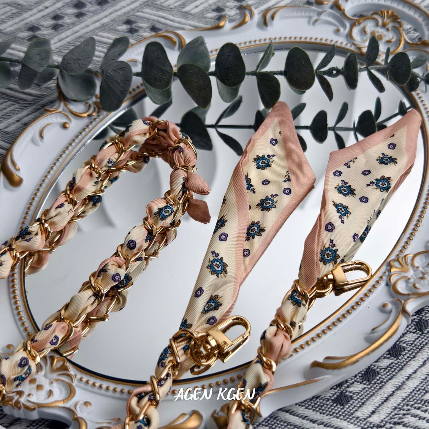 Purse Straps with Woven Silk Scarf