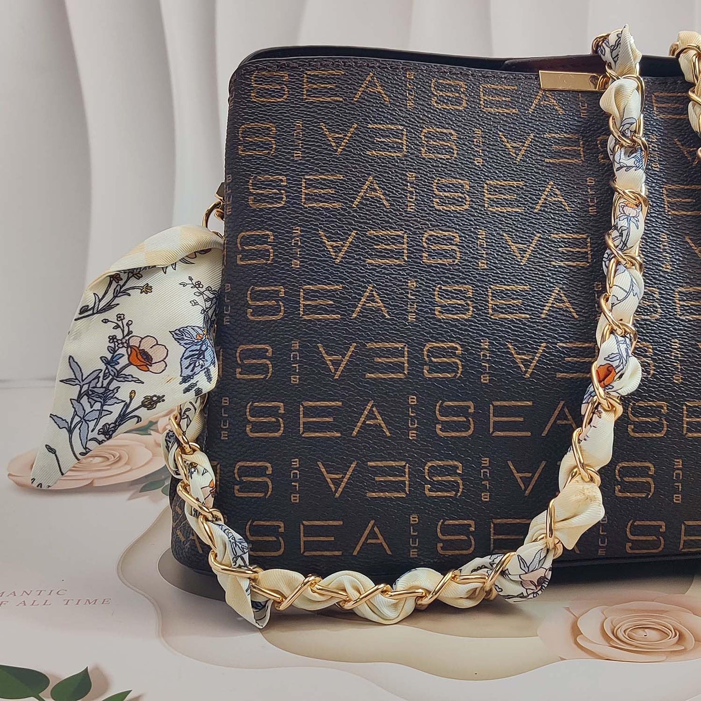 Purse Straps with Woven Silk Scarf