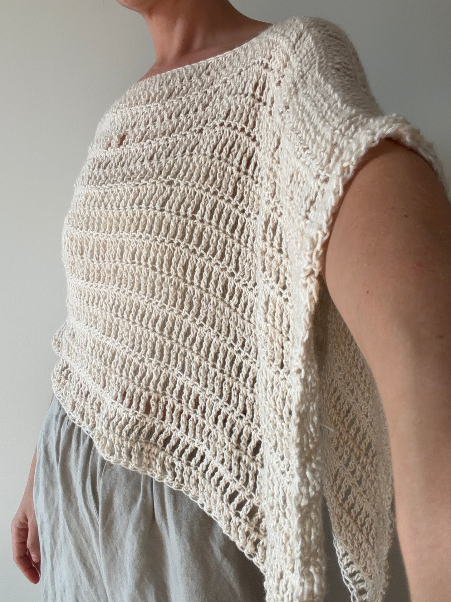Diagonal Poncho in Cream