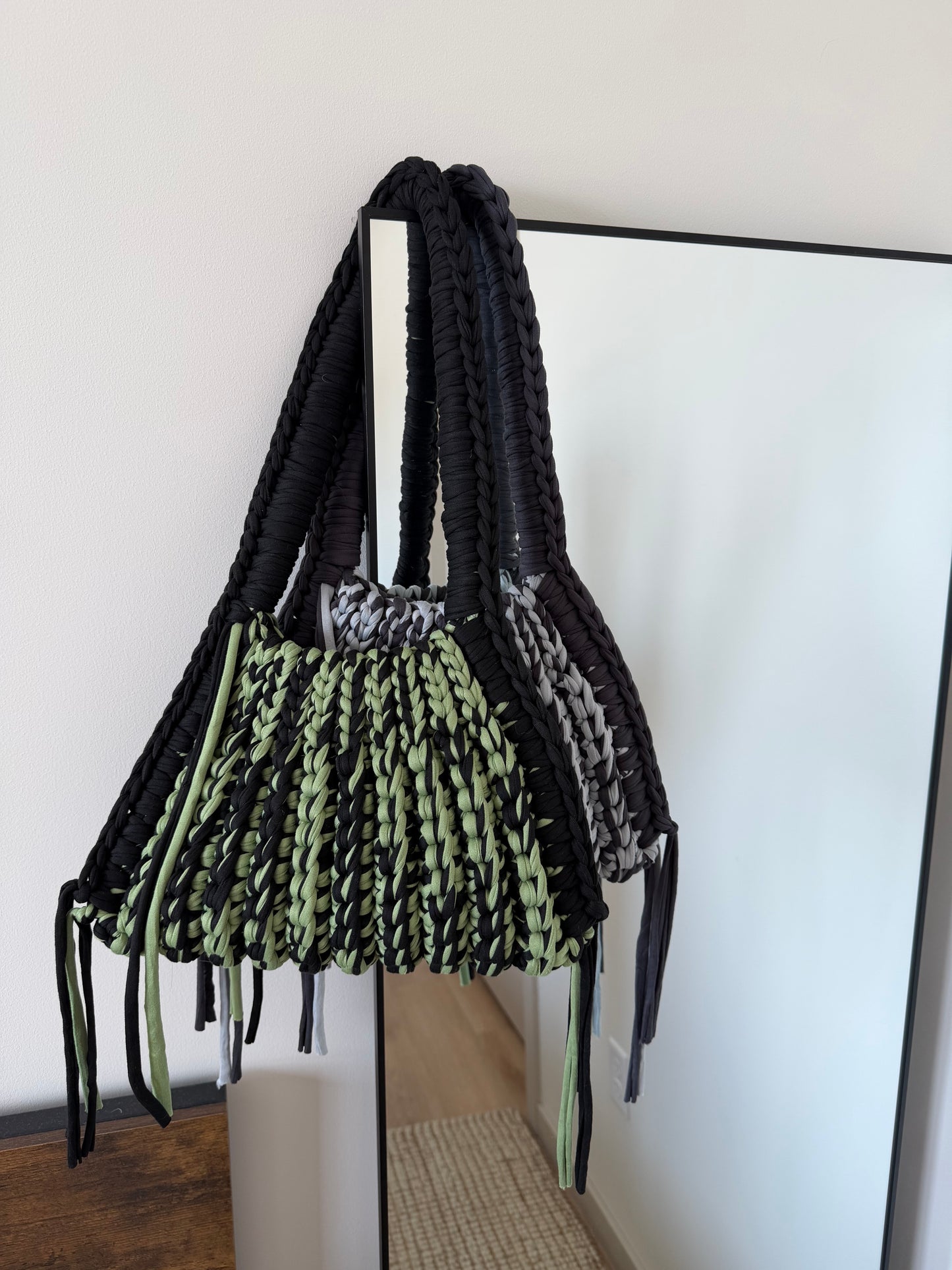 CLEO Shoulder Bag - Lizard Green Striped