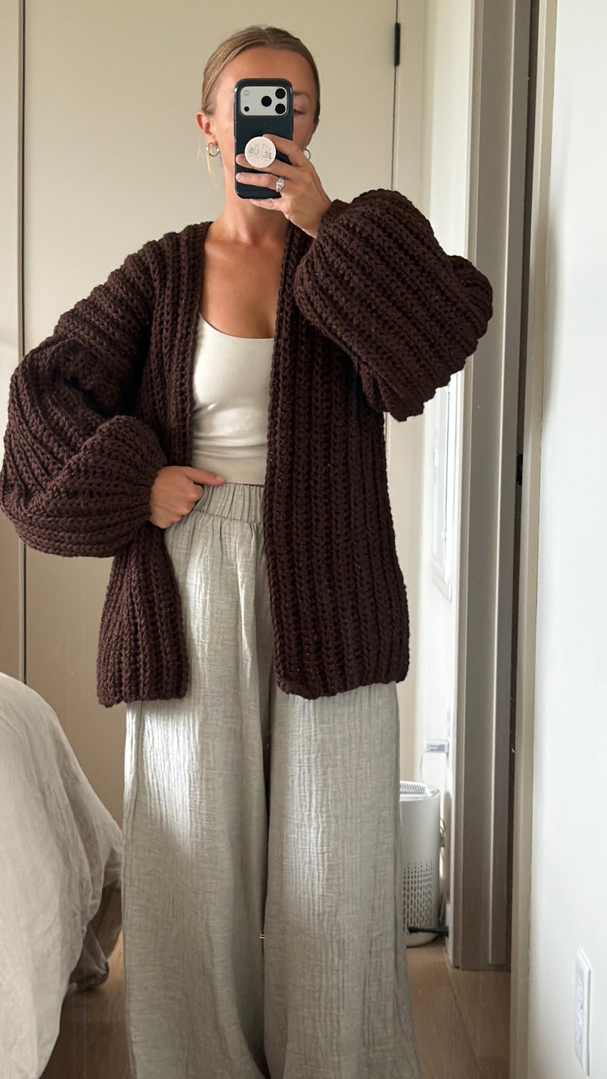 Chunky Wool Cardigan - Mid Length Straight
