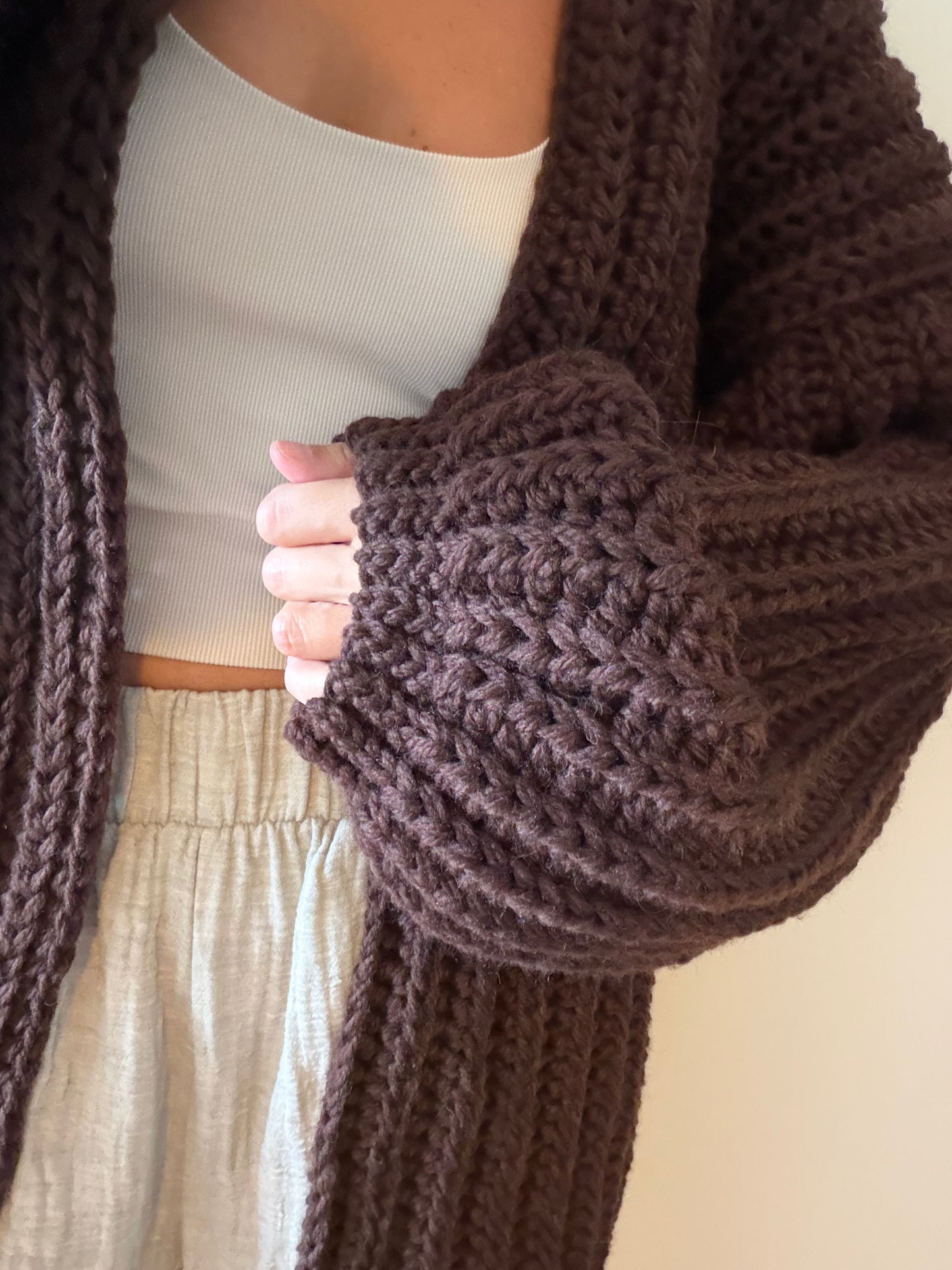 Chunky Wool Cardigan - Mid Length Straight