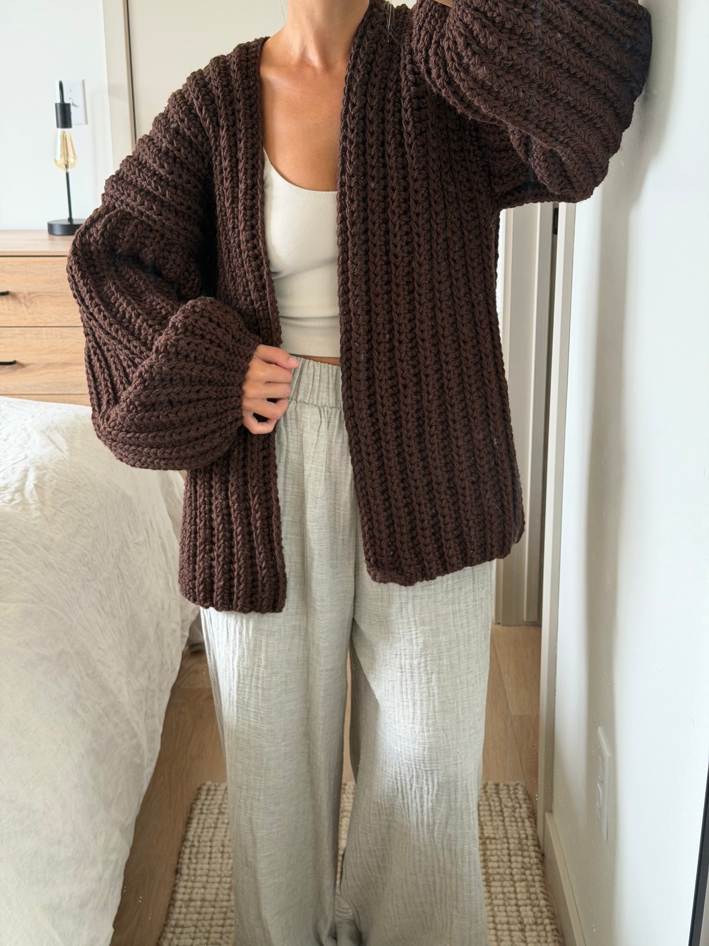 Chunky Wool Cardigan - Mid Length Straight