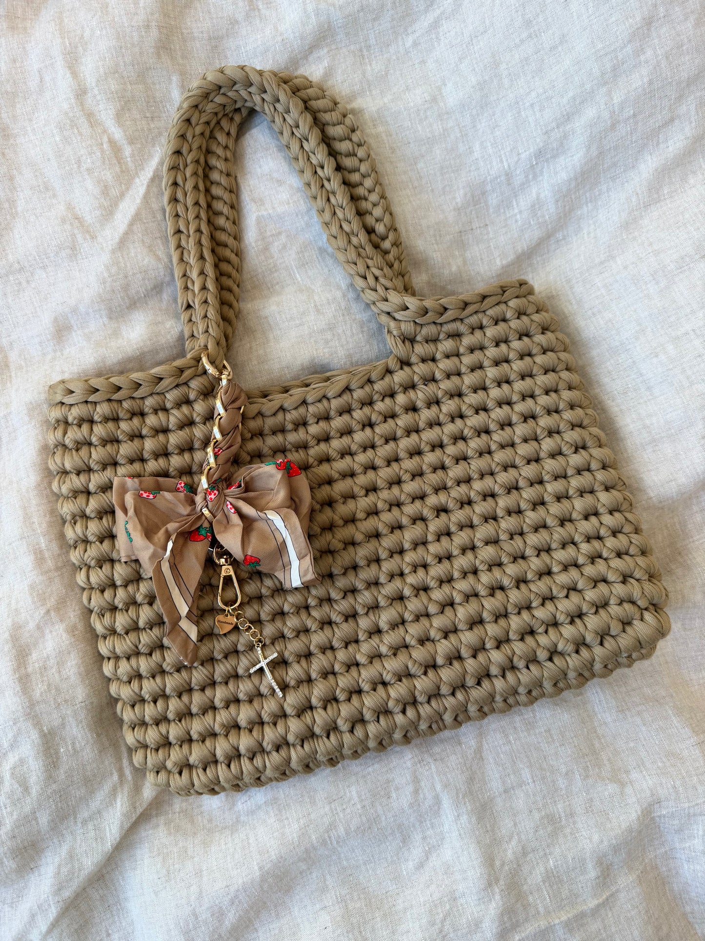 Tote Shoulder Bag - khaki Beige