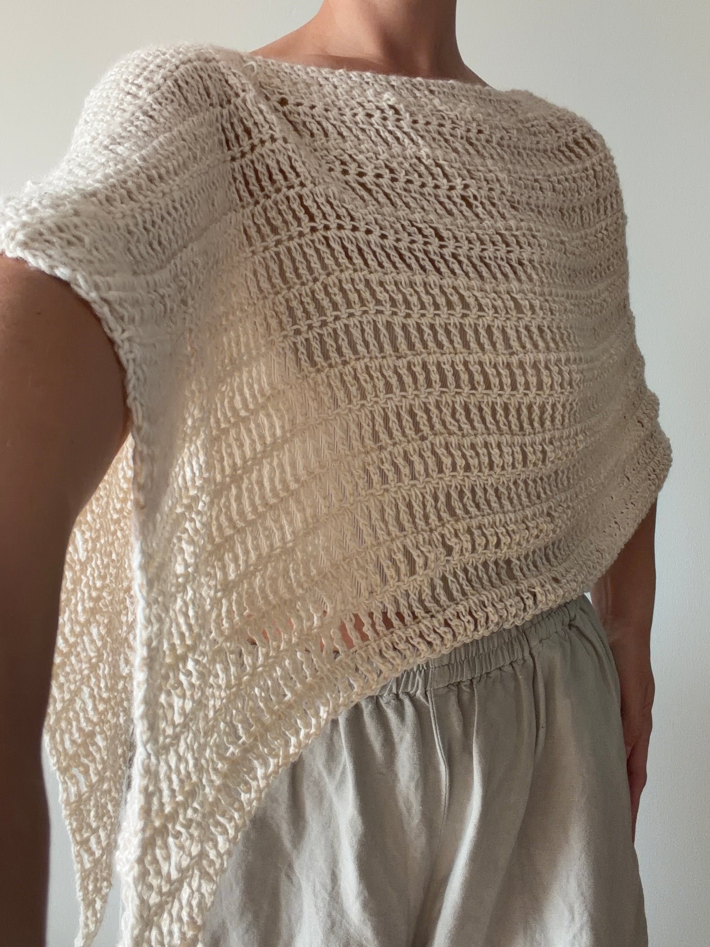 Diagonal Poncho in Cream